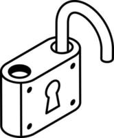 An outline isometric icon of digital lock vector