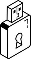 A trendy outline isometric icon of secure usb vector