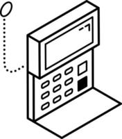 An outline isometric icon of digital lock vector