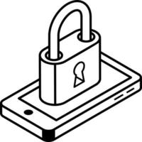 An outline isometric icon of digital lock vector