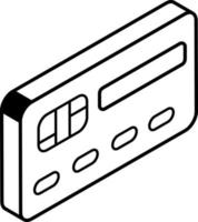 icono de esquema de tarjeta de crédito en estilo isométrico vector
