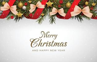 Merry Christmas With Wreath And Christmas Ornaments vector