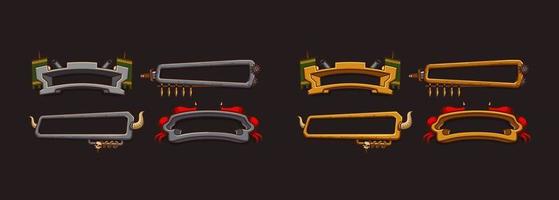 Fantasy frames with medieval weapon for rpg game vector