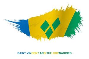 Flag of Saint Vincent and the Grenadines in grunge style with waving effect. vector