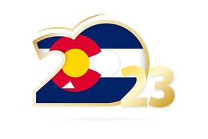 Year 2023 with Colorado Flag pattern. vector