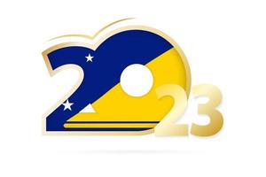 Year 2023 with Tokelau Flag pattern. vector