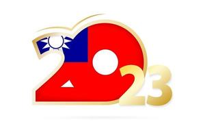 Year 2023 with Taiwan Flag pattern. vector