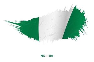 Flag of Nigeria in grunge style with waving effect. vector