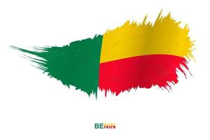 Flag of Benin in grunge style with waving effect. vector