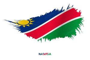 Flag of Namibia in grunge style with waving effect. vector