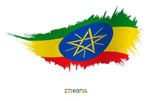 Flag of Ethiopia in grunge style with waving effect. vector