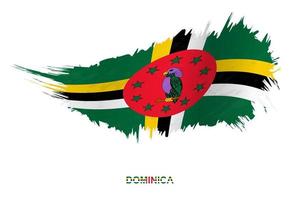 Flag of Dominica in grunge style with waving effect. vector