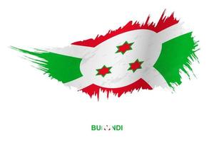 Flag of Burundi in grunge style with waving effect. vector