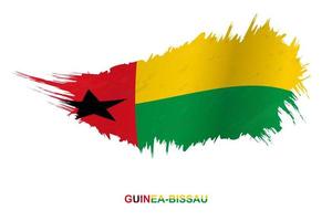 Flag of Guinea-Bissau in grunge style with waving effect. vector