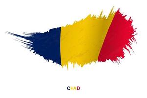 Flag of Chad in grunge style with waving effect. vector