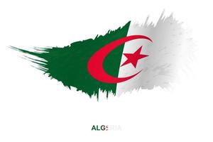 Flag of Algeria in grunge style with waving effect. vector