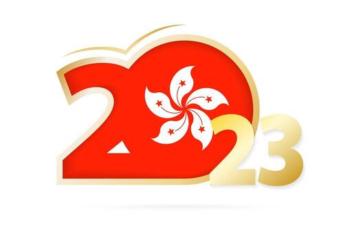 año 2023 con patrón de bandera de hong kong. vector