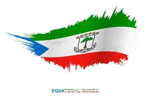 Flag of Equatorial Guinea in grunge style with waving effect. vector