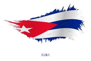 Flag of Cuba in grunge style with waving effect. vector