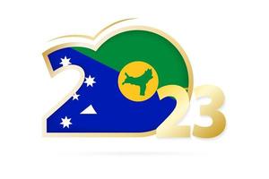 Year 2023 with Christmas Island Flag pattern. vector