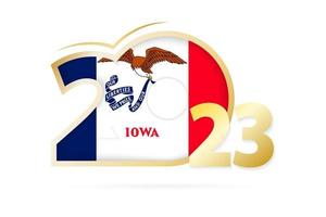 Year 2023 with Iowa Flag pattern. vector