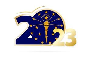 Year 2023 with Indiana Flag pattern. vector