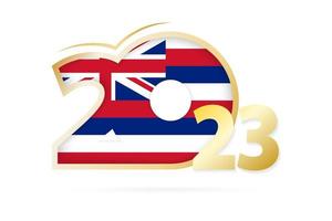 Year 2023 with Hawaii Flag pattern. vector