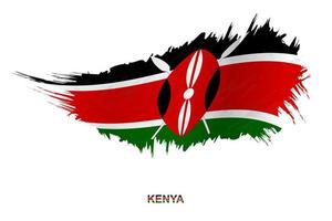 Flag of Kenya in grunge style with waving effect. vector