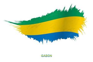 Flag of Gabon in grunge style with waving effect. vector