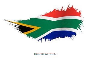 Flag of South Africa in grunge style with waving effect. vector