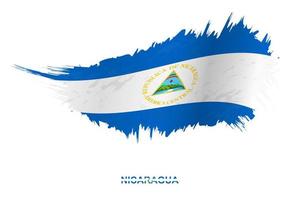 Flag of Nicaragua in grunge style with waving effect. vector