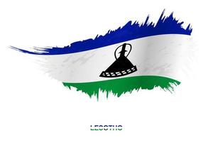 Flag of Lesotho in grunge style with waving effect. vector