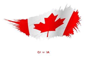 Flag of Canada in grunge style with waving effect. vector