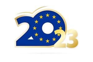 Year 2023 with European Union Flag pattern. vector