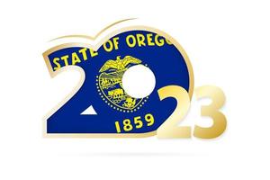 Year 2023 with Oregon Flag pattern. vector