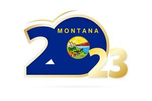 Year 2023 with Montana Flag pattern. vector