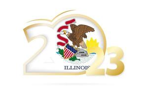 Year 2023 with Illinois Flag pattern. vector