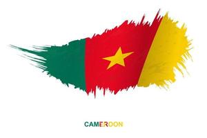 Flag of Cameroon in grunge style with waving effect. vector