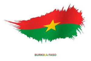 Flag of Burkina Faso in grunge style with waving effect. vector