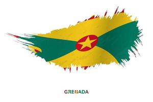 Flag of Grenada in grunge style with waving effect. vector