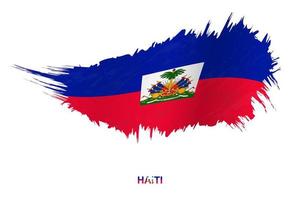 Flag of Haiti in grunge style with waving effect. vector