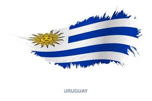 Flag of Uruguay in grunge style with waving effect. vector