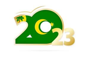 año 2023 con patrón de bandera de las islas cocos. vector