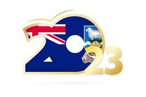 año 2023 con patrón de bandera de las islas malvinas. vector