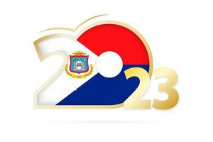 Year 2023 with Sint Maarten Flag pattern. vector