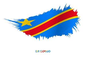 bandera de dr congo en estilo grunge con efecto ondulante. vector