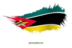 Flag of Mozambique in grunge style with waving effect. vector