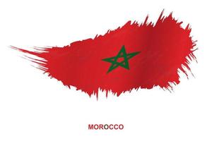 Flag of Morocco in grunge style with waving effect. vector