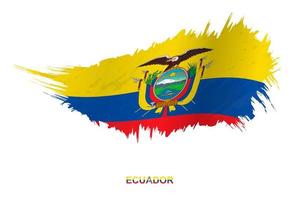 Flag of Ecuador in grunge style with waving effect. vector