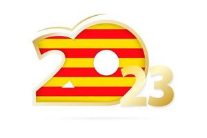 Year 2023 with Catalonia Flag pattern. vector